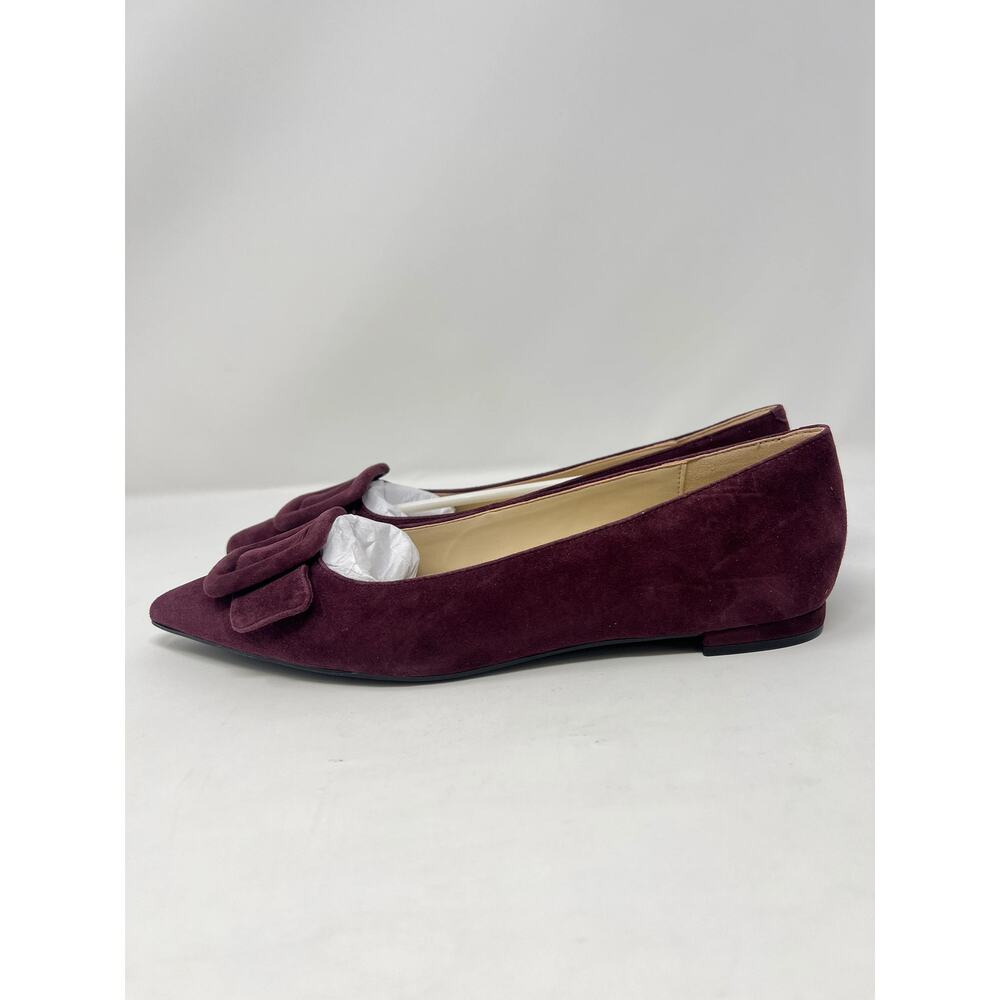 Nine West Women's 9.5M Jesike Burgundy Suede Buckle Flats - Picture 7 of 9